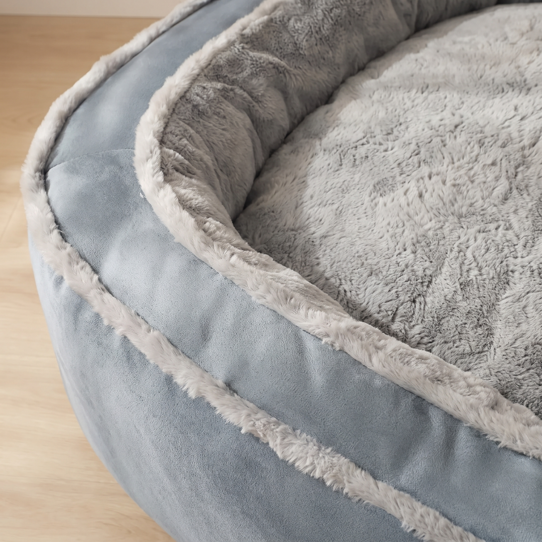 Large Breed Bolster Dog Bed with Sherpa Interior