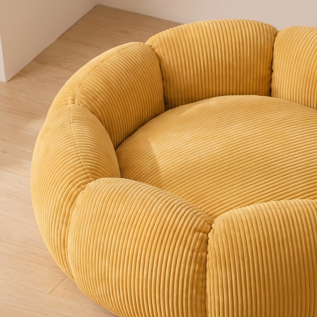 Segmented Corduroy Round Dog Bed with Pumpkin Shape