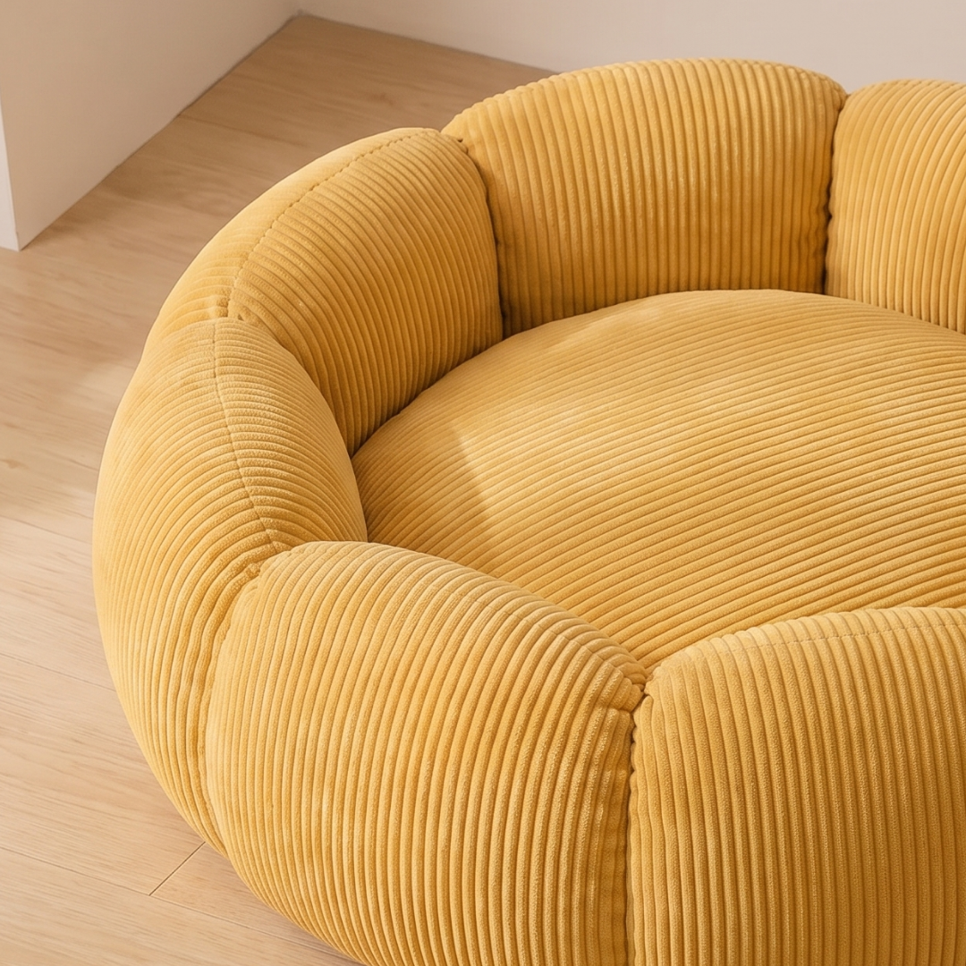 Segmented Corduroy Round Dog Bed with Pumpkin Shape