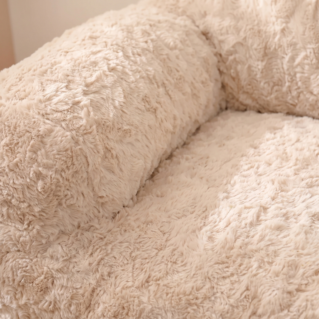 Sofa Style Shaggy Plush Dog Bed with Rolled Arms