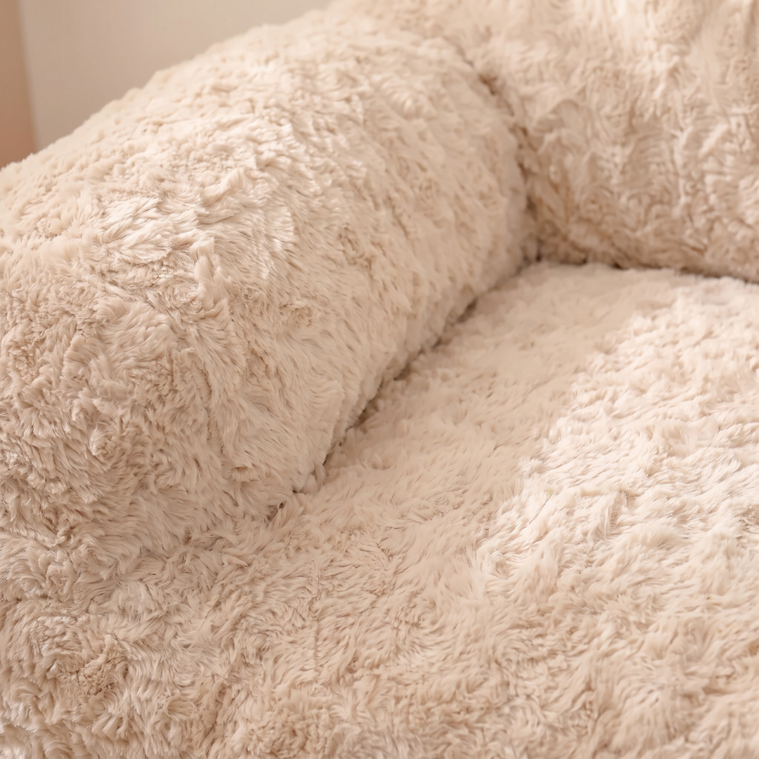 Sofa Style Shaggy Plush Dog Bed with Rolled Arms