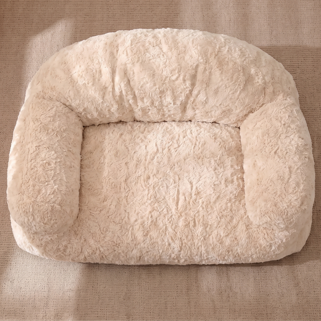 Sofa Style Shaggy Plush Dog Bed with Rolled Arms