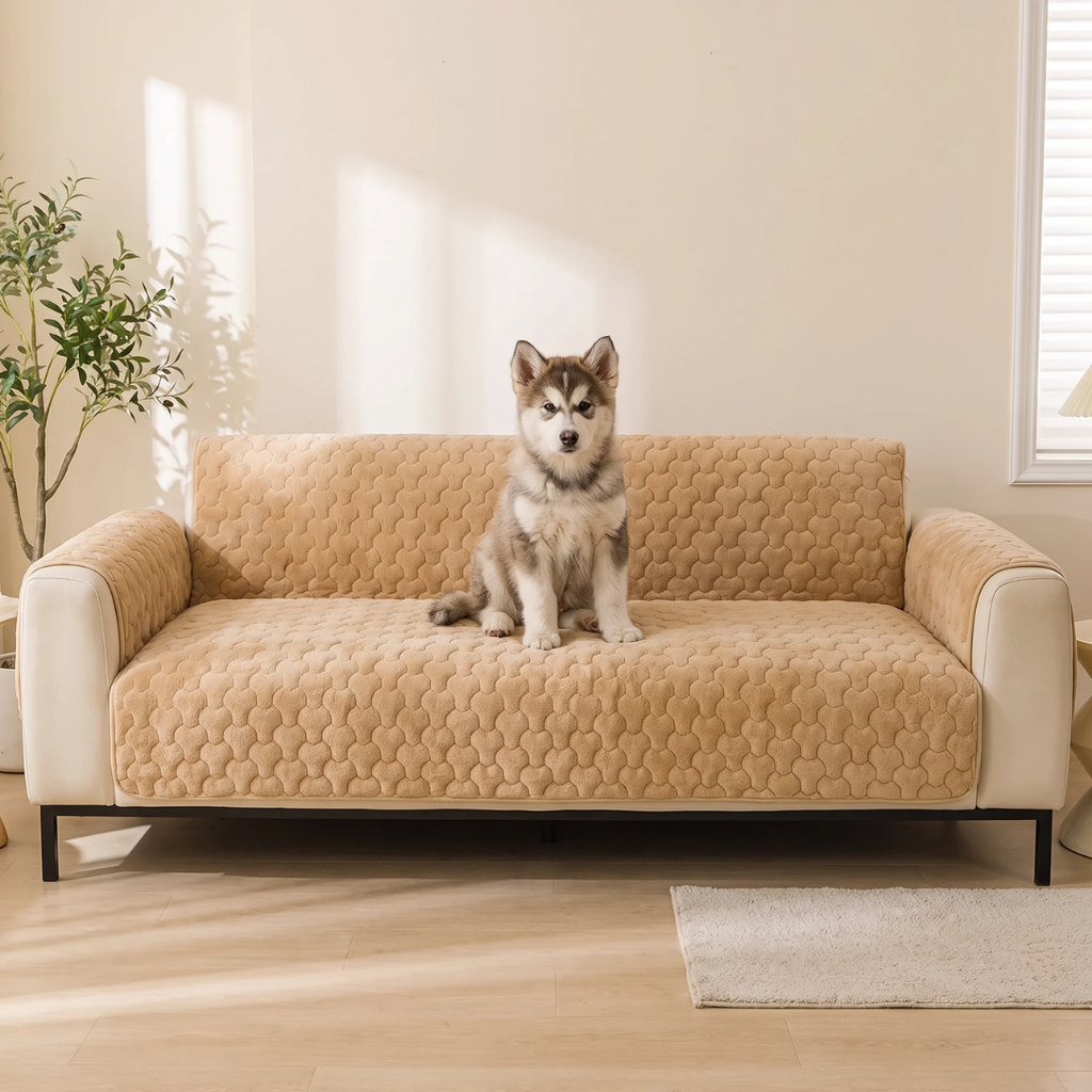 Honeycomb Quilted Plush Non-Slip Sofa Cover for Dogs & Cats