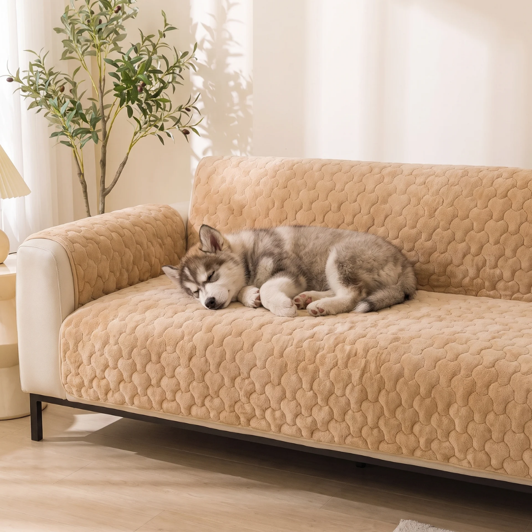 Honeycomb Quilted Plush Non-Slip Sofa Cover for Dogs & Cats