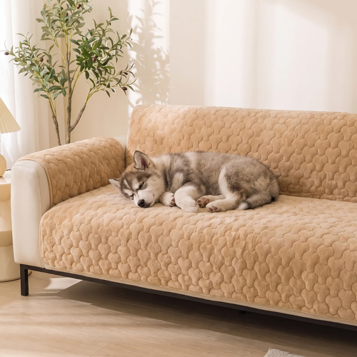 Honeycomb Quilted Plush Non-Slip Sofa Cover for Dogs & Cats