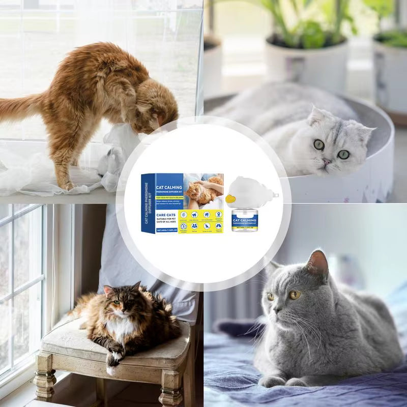 Cat Calming Diffuser 45Ml Reduce Fighting and Scratching Spray Natural Pheromone Diffuser Calm Relaxing Pets Pheromone Plug-In
