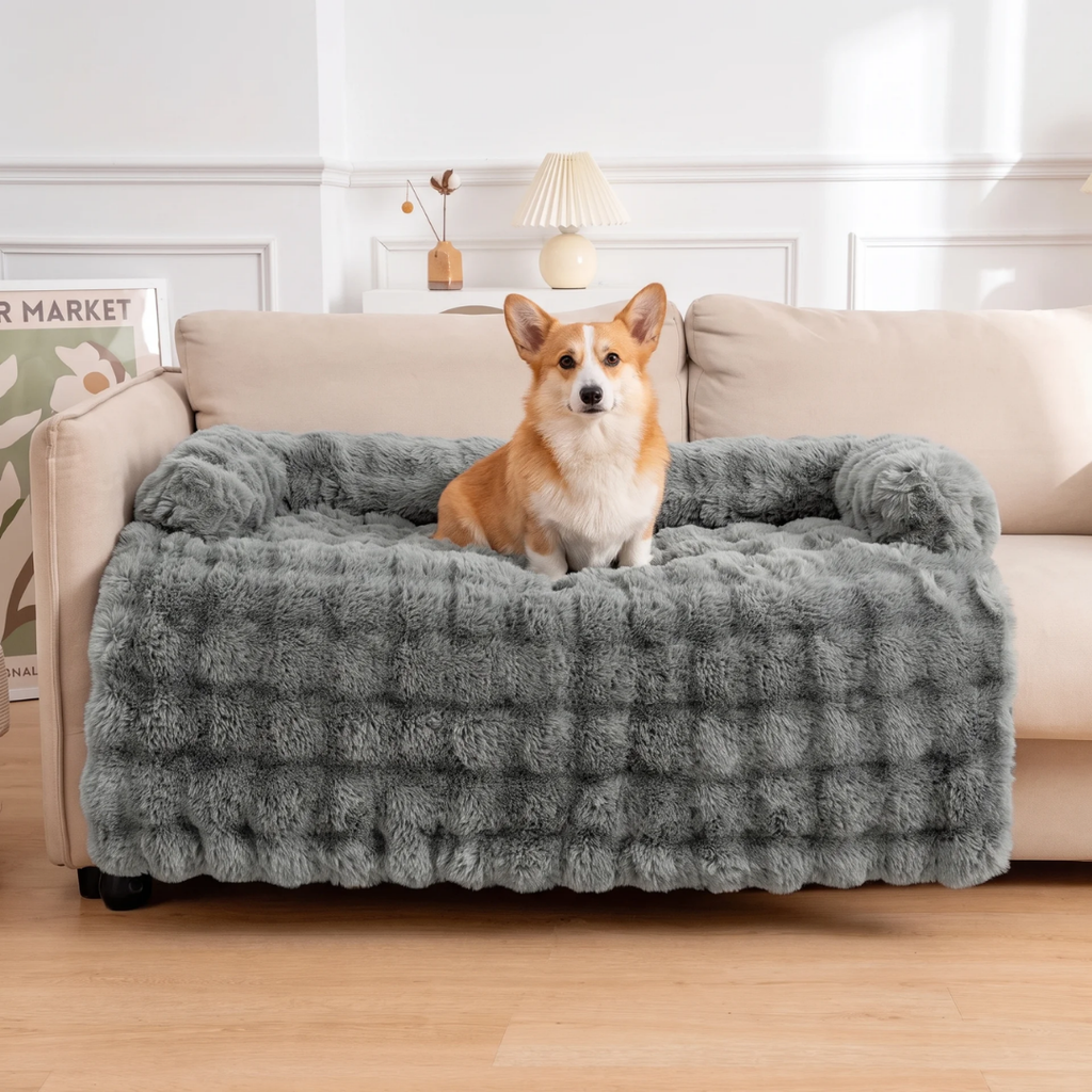 Calming Plush Bolster Dog Bed and Sofa Protector