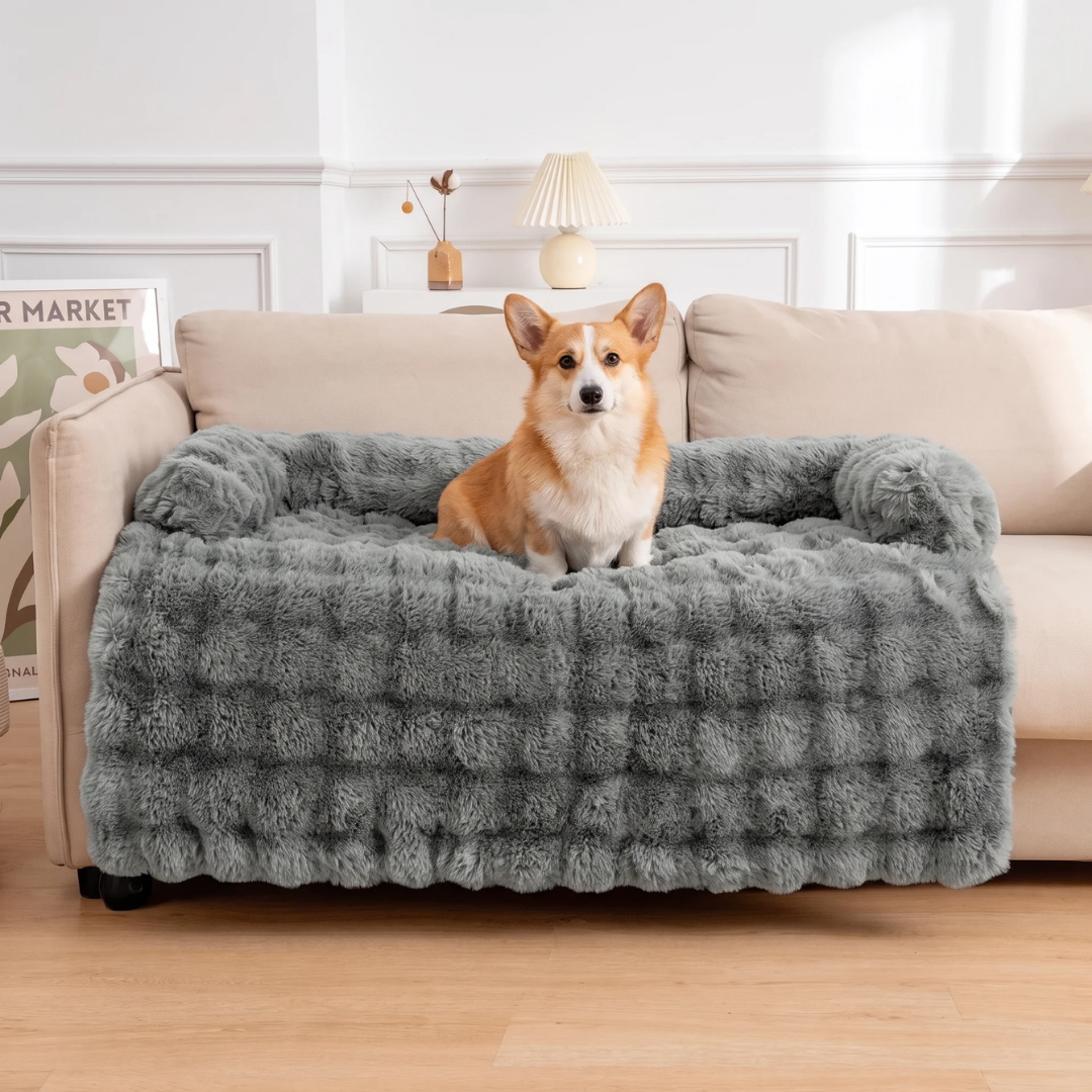 Calming Plush Bolster Dog Bed and Sofa Protector