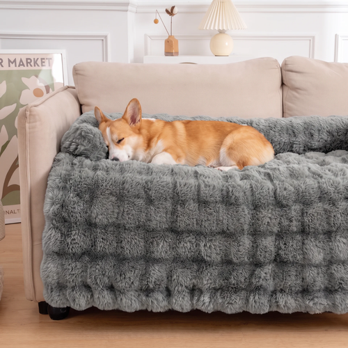 Calming Plush Bolster Dog Bed and Sofa Protector