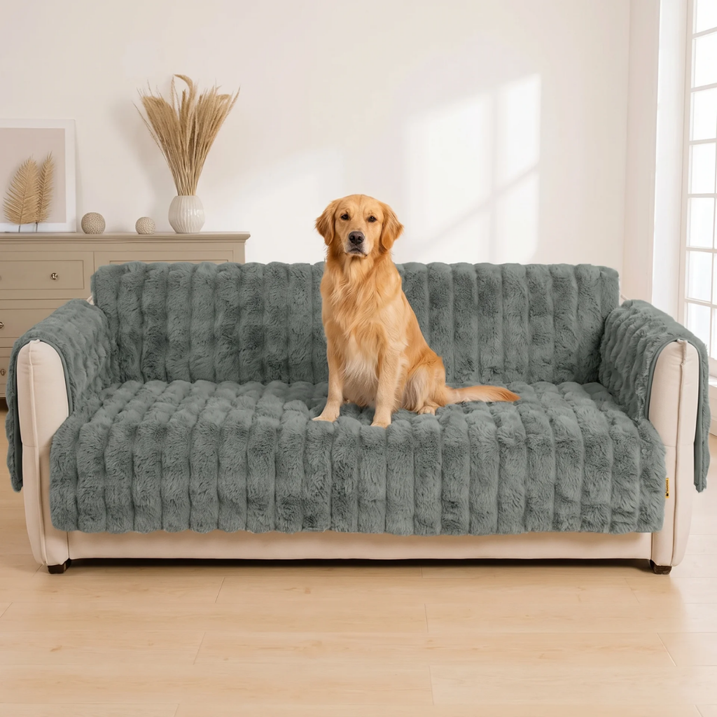 Water Resistant Plush Channel Sofa Cover for Dogs & Cats