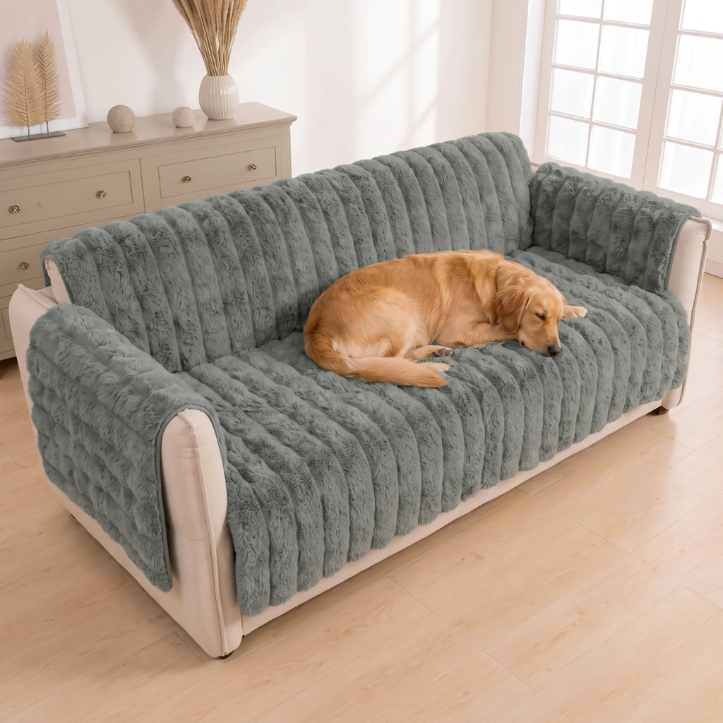 Water Resistant Plush Channel Sofa Cover for Dogs & Cats