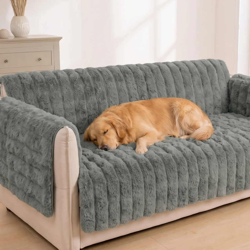 Water Resistant Plush Channel Sofa Cover for Dogs & Cats