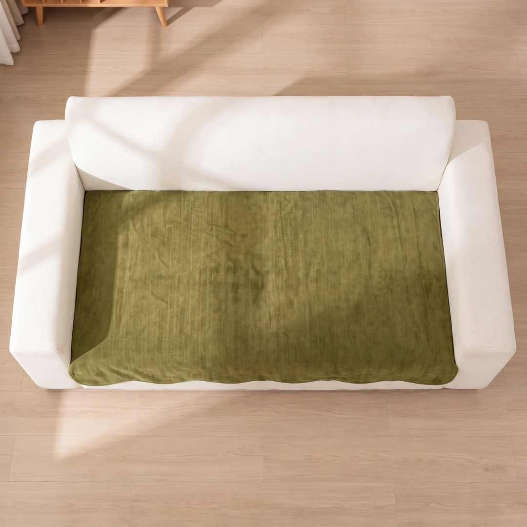 Herringbone Scalloped Edge Sofa Seat Cover for Dogs & Cats