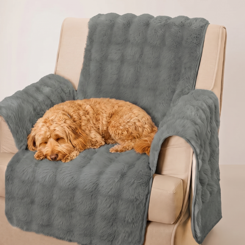Plush Channel Recliner and Armchair Cover for Dogs & Cats