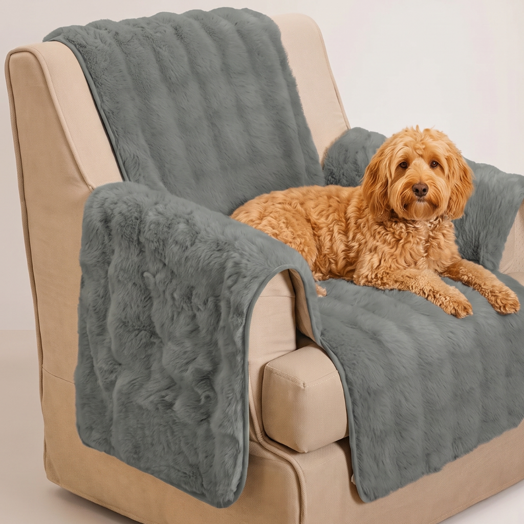 Plush Channel Recliner and Armchair Cover for Dogs & Cats