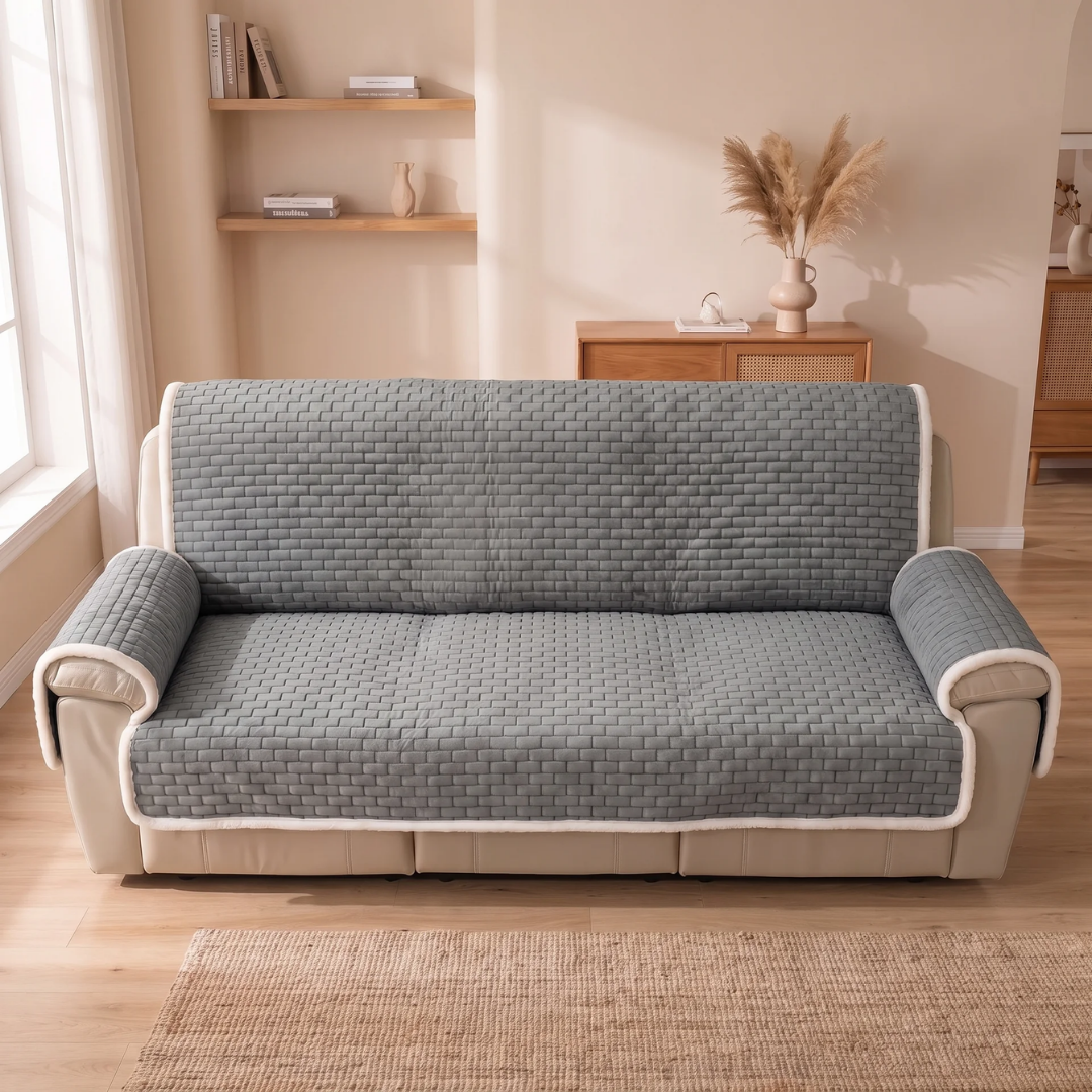 Quilted Sherpa Non-Slip Pet Sofa Cover for Dogs & Cats