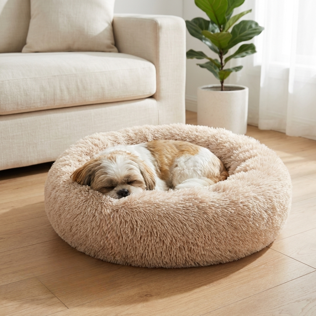 Calming Donut Dog Bed - Soft Plush Round Pet Bed