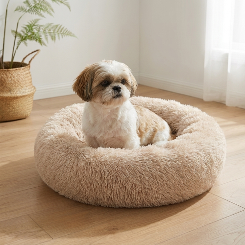 Calming Donut Dog Bed - Soft Plush Round Pet Bed