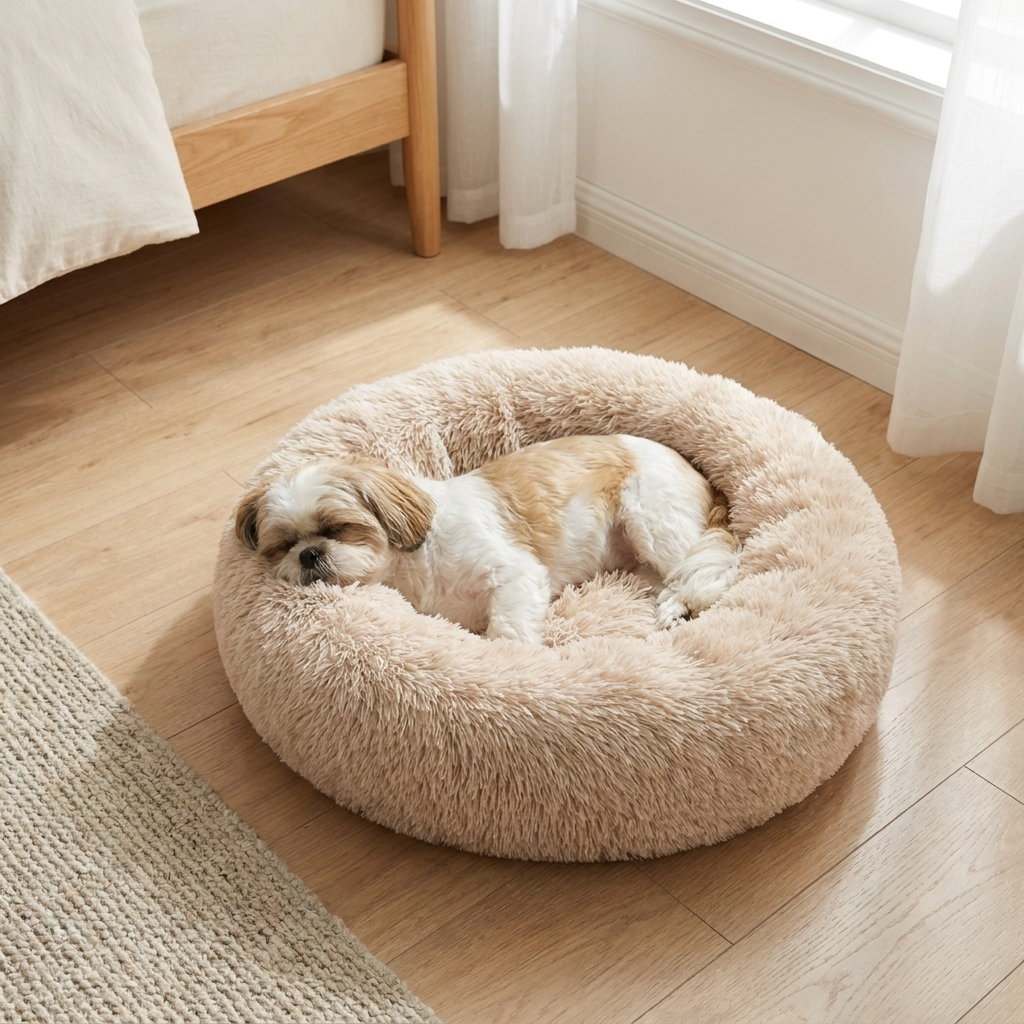 Calming Donut Dog Bed - Soft Plush Round Pet Bed