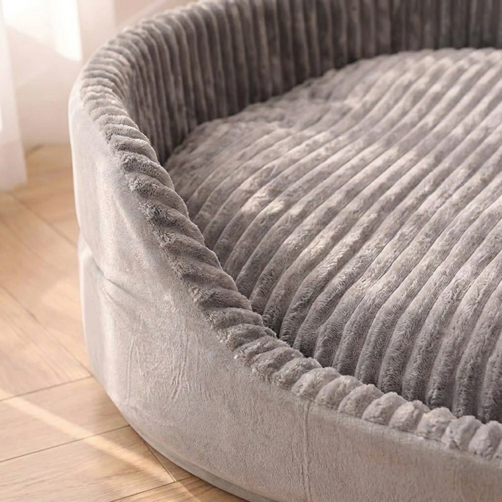 Cozy Bolster Dog Bed - Soft Ribbed Pet Bed, 4 Sizes