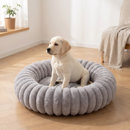 Cozy Plush Round Donut Dog Bed
