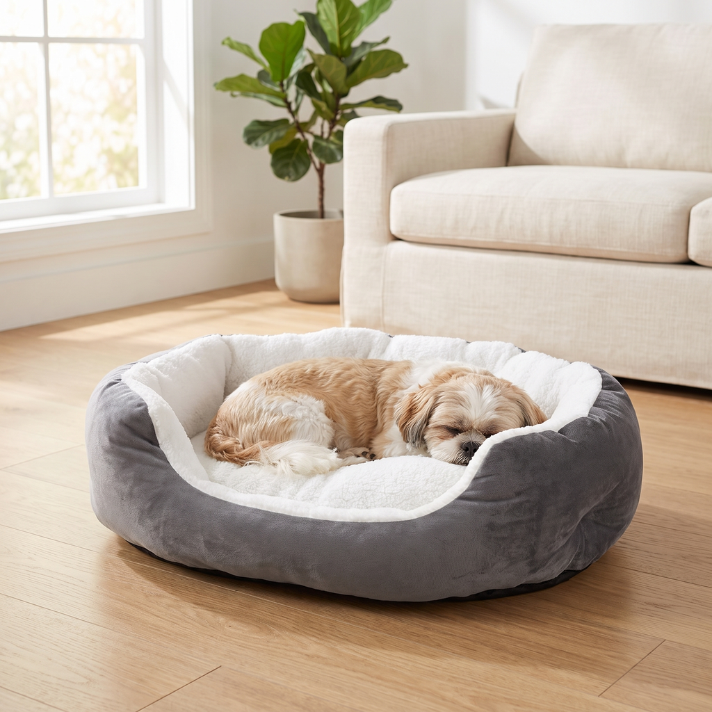 Cozy Sherpa Small Pet Bed - Soft Cat & Dog Bed