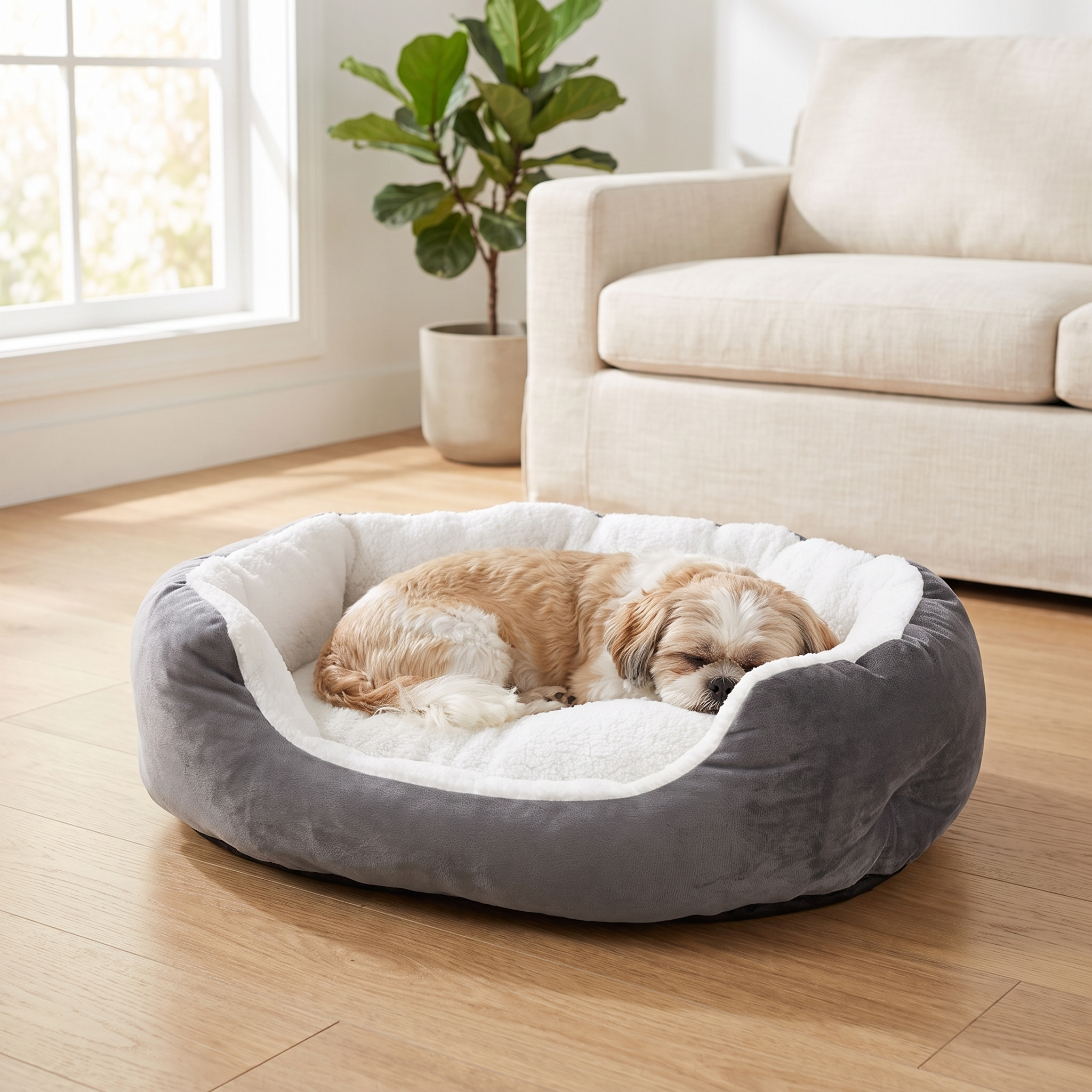 Cozy Sherpa Small Pet Bed - Soft Cat & Dog Bed
